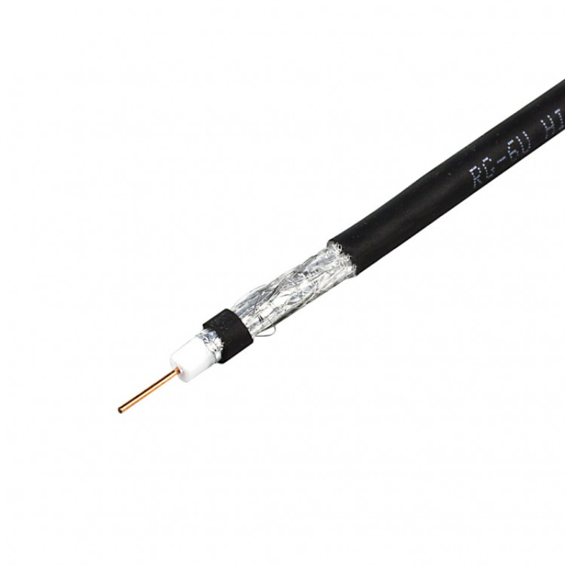 Кабель коаксиальный RG-6U CADENA Frost черный на белом фоне