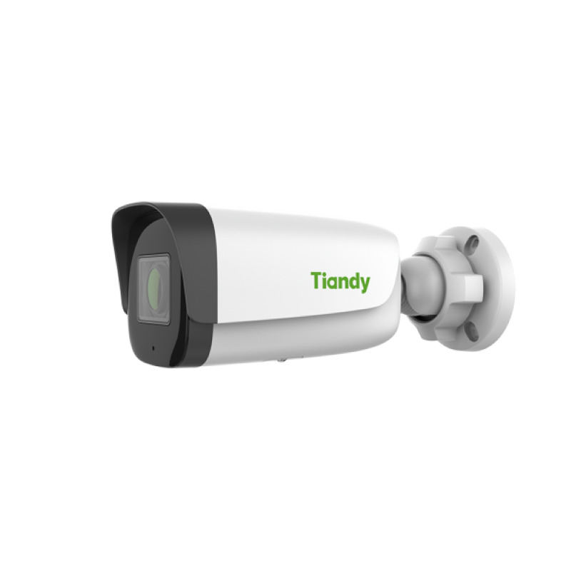 Уличная цилиндрическая IP-камера Tiandy TC-C32UN Spec:I8/A/E/Y/2.8-12mm/V4.2 — компактный белый корпус с моторизованным варфокал-объективом 2.8-12 мм, ИК-подсветкой до 80 м и антивандальным куполом. 2 МП UHD, мощный ИИ для детекции объектов, IP67 защита