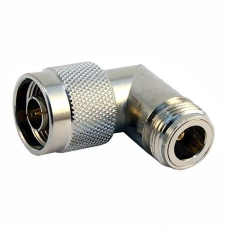 Переходник угловой N-412 N(male) – N(female) на белом фоне