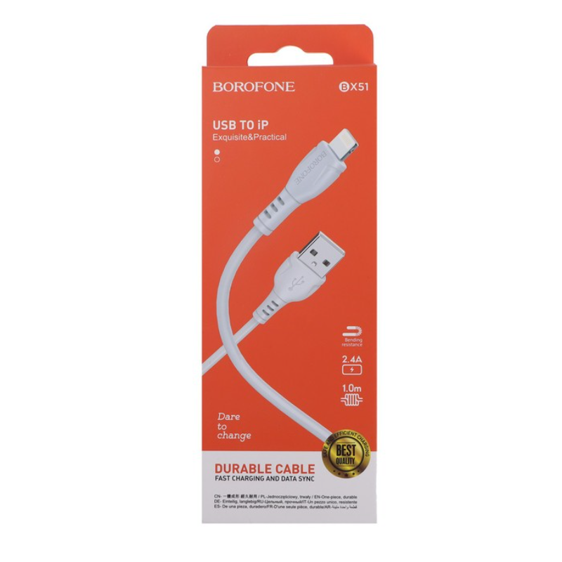 Кабель BOROFONE BX51 USB – iPhone на белом фоне