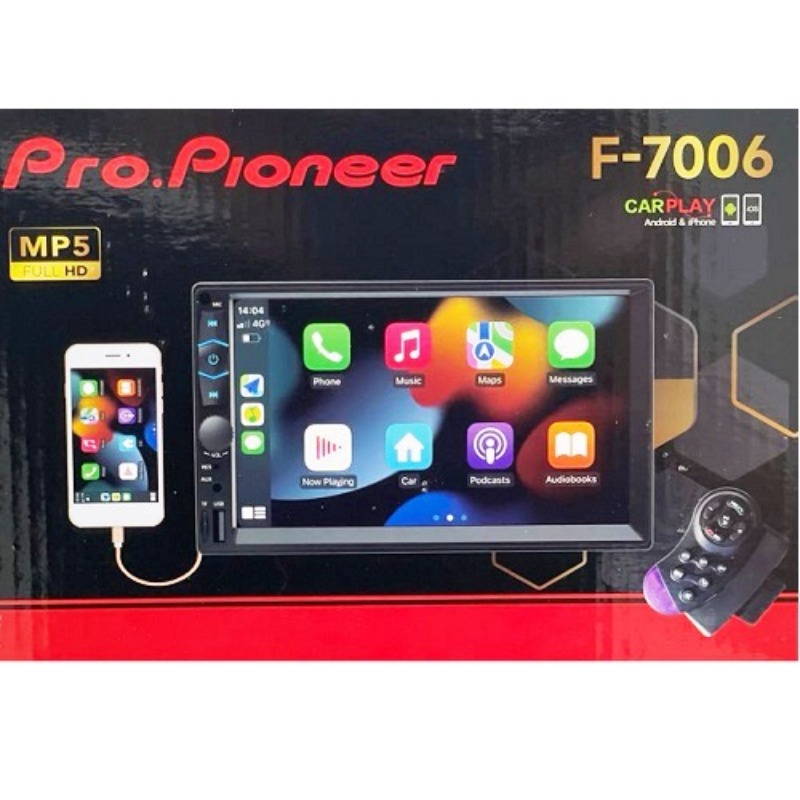 Автомагнитола Pro.pioneer F-7006 с экраном на белом фоне
