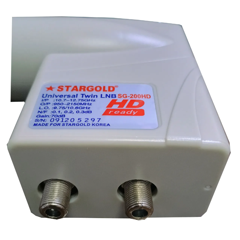 Конвертор спутниковый STARGOLD SG-200 на 2 выхода универсальный на белом фоне