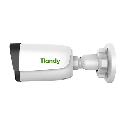 На однотонном фоне изображена белая настенная камера видеонаблюдения с надписью «Tiandy».