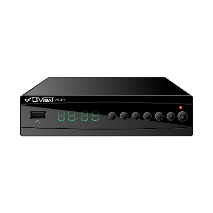 Цифровой ресивер DIVISAT DVS 5211 (DVB-T/T2/C) на белом фоне