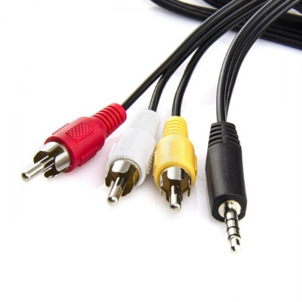 Кабель 3.5 мм — 3RCA на белом фоне