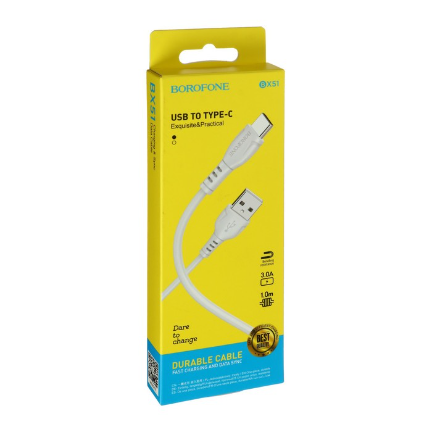 Кабель BOROFONE BX51 USB – Type-C на белом фоне