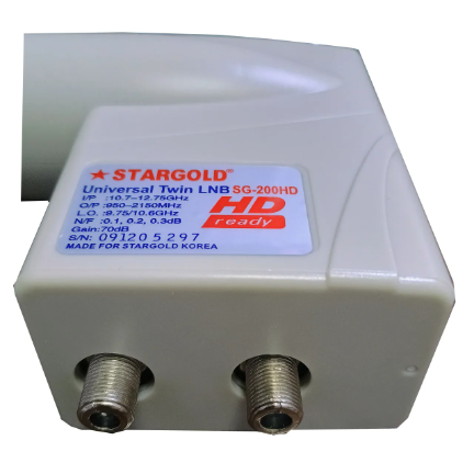 Конвертор спутниковый STARGOLD SG-200 на 2 выхода универсальный на белом фоне