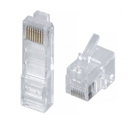 Коннектор RJ-45 8P8C CAT5 на белом фоне