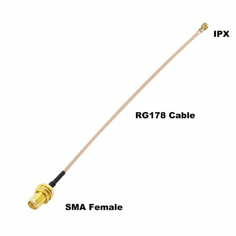 Пигтейл U.Fl – F(female) (RG178), 250 мм на белом фоне