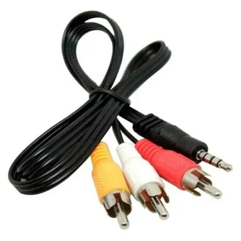 Кабель 3.5 мм — 3RCA на белом фоне