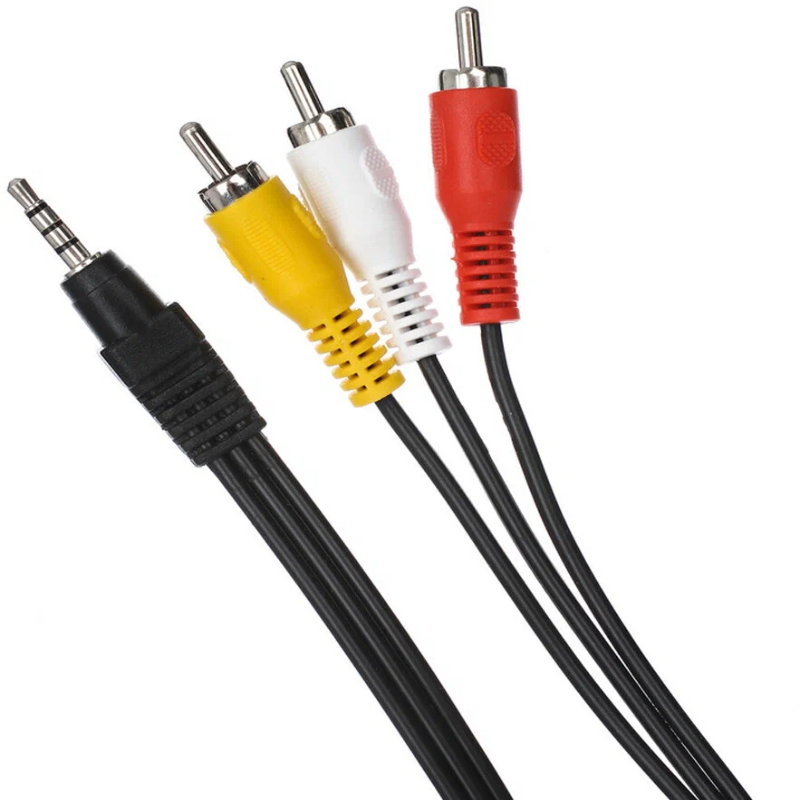 Кабель 3.5 мм — 3RCA на белом фоне