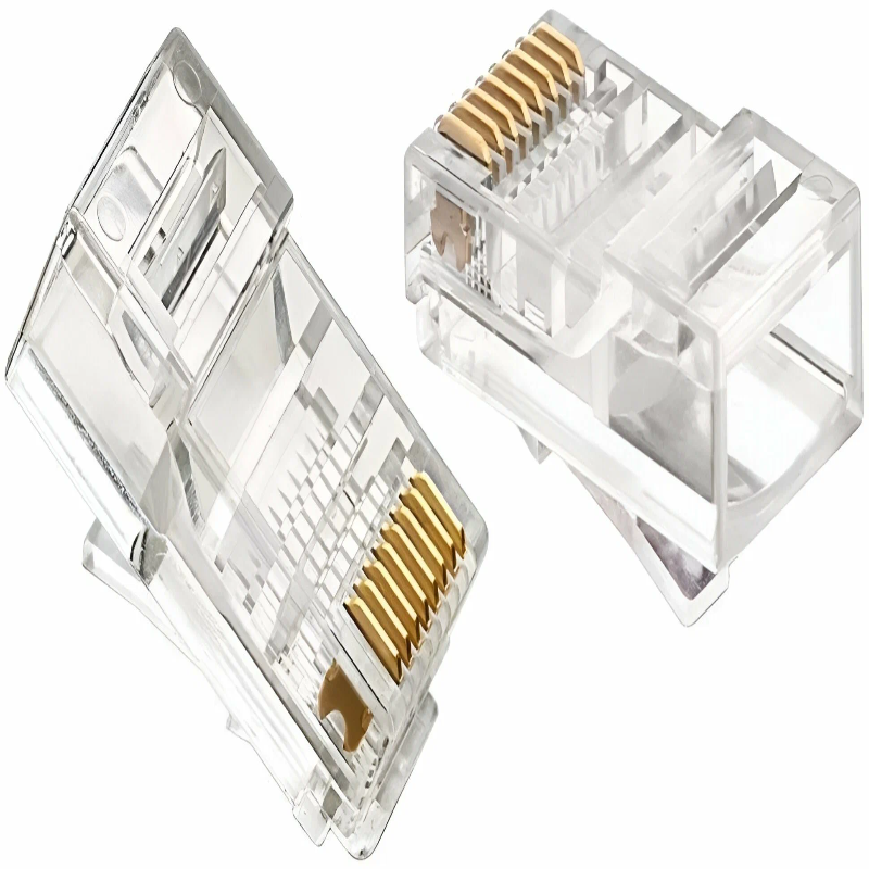 Коннектор RJ-45 8P8C CAT5 на белом фоне