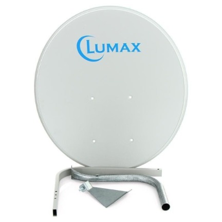 Антенна спутниковая LUMAX 0.6 м с Г-образным кронштейном, усиленное ОПУ на белом фоне