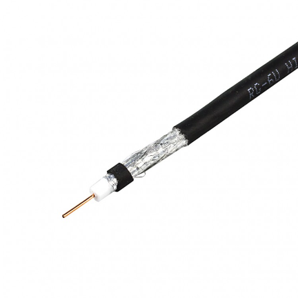 Кабель коаксиальный RG-6U CADENA Frost черный на белом фоне