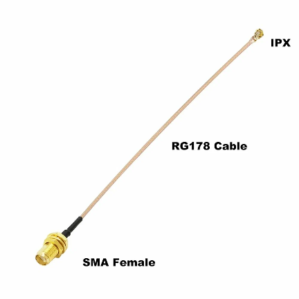 Пигтейл U.Fl – F(female) (RG178), 250 мм на белом фоне