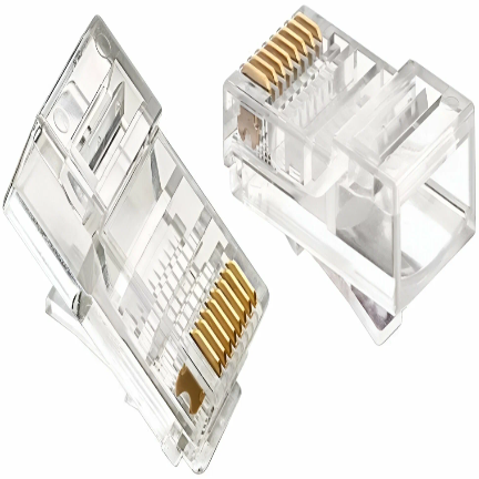 Коннектор RJ-45 8P8C CAT5 на белом фоне
